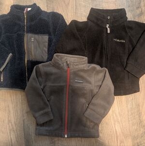 Columbia Toddler 2t Fleece Jackets Set - Black, Gray Bundle Carter's Navy Sherpa